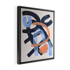 Midcentury Modern Minimalist Funky Cool Tribal Pattern Paynes Grey Pastel Blue Tan Shapes by Ejaaz Haniff Framed Canvas Print Gallery Image 2