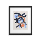 Midcentury Modern Minimalist Funky Cool Tribal Pattern Paynes Grey Pastel Blue Tan Shapes by Ejaaz Haniff Framed Art Print Gallery Image 5