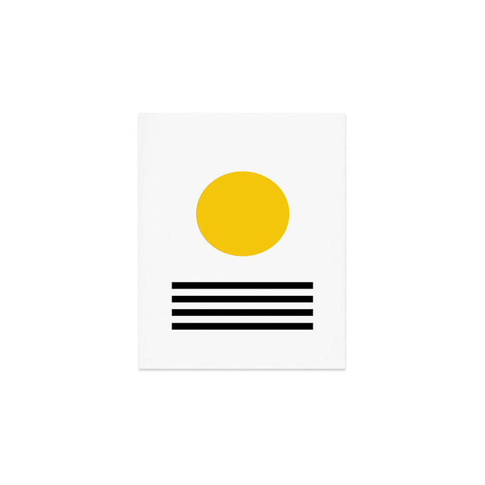 Midcentury Yellow Minimalist Sunset With Black Stripes Art Print Gallery Image 1