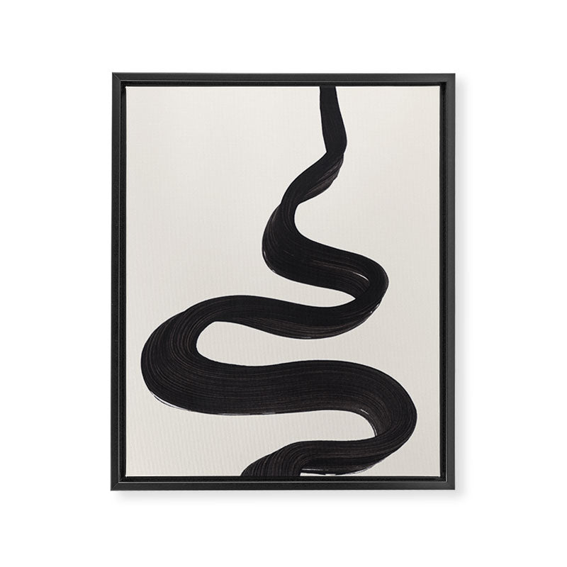 Minimalist Abstract Art Smoke Genie In The Lamp Mythical Magical Ink Art Black & White Framed Canvas Print Gallery Image 6