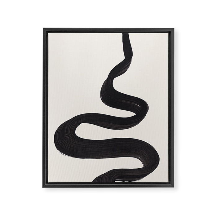 Minimalist Abstract Art Smoke Genie In The Lamp Mythical Magical Ink Art Black & White Framed Canvas Print Gallery Image 1