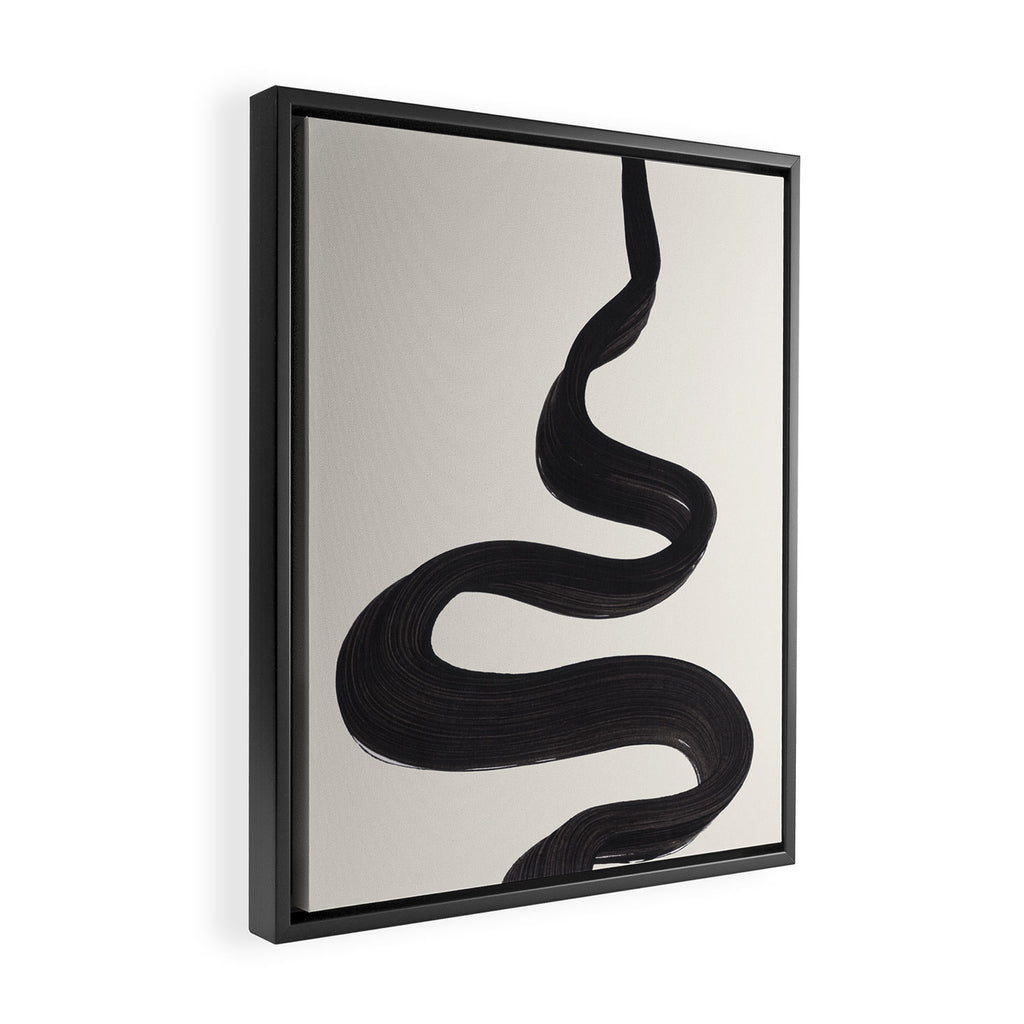 Minimalist Abstract Art Smoke Genie In The Lamp Mythical Magical Ink Art Black & White Framed Canvas Print Gallery Image 2