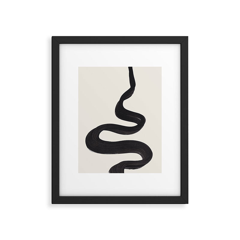 Minimalist Abstract Art Smoke Genie In The Lamp Mythical Magical Ink Art Black & White Framed Art Print Gallery Image 5