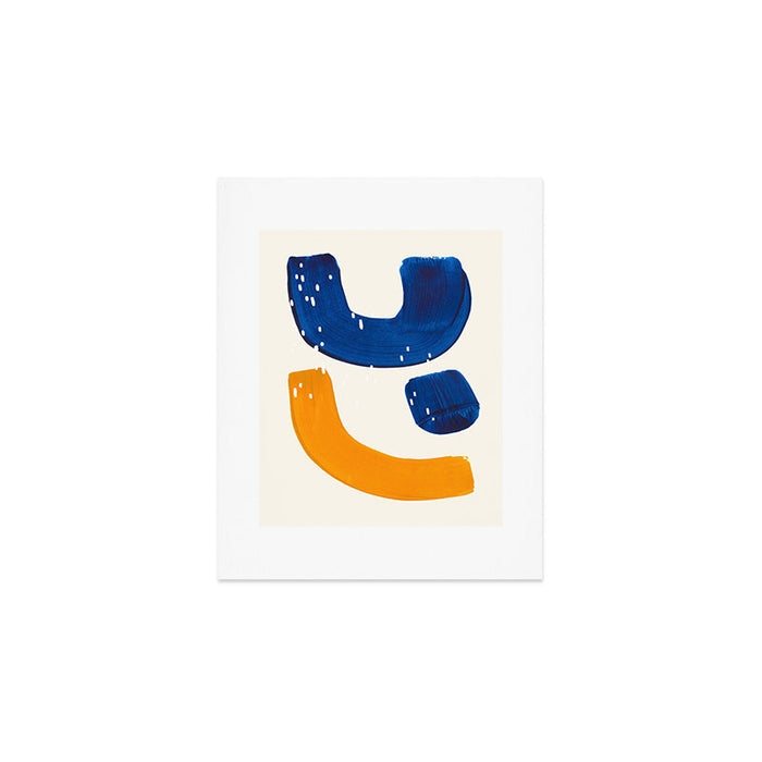 Minimalist Abstract Mid Century Modern Colorful Shape Yellow Blue Pattern Fun Art Art Print Gallery Image 1