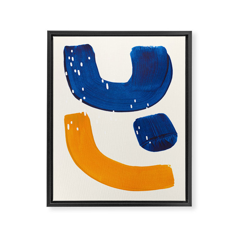 Minimalist Abstract Mid Century Modern Colorful Shape Yellow Blue Pattern Fun Art Framed Canvas Print Gallery Image 6