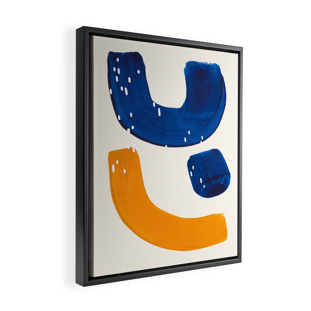 Minimalist Abstract Mid Century Modern Colorful Shape Yellow Blue Pattern Fun Art Framed Canvas Print Gallery Image 2