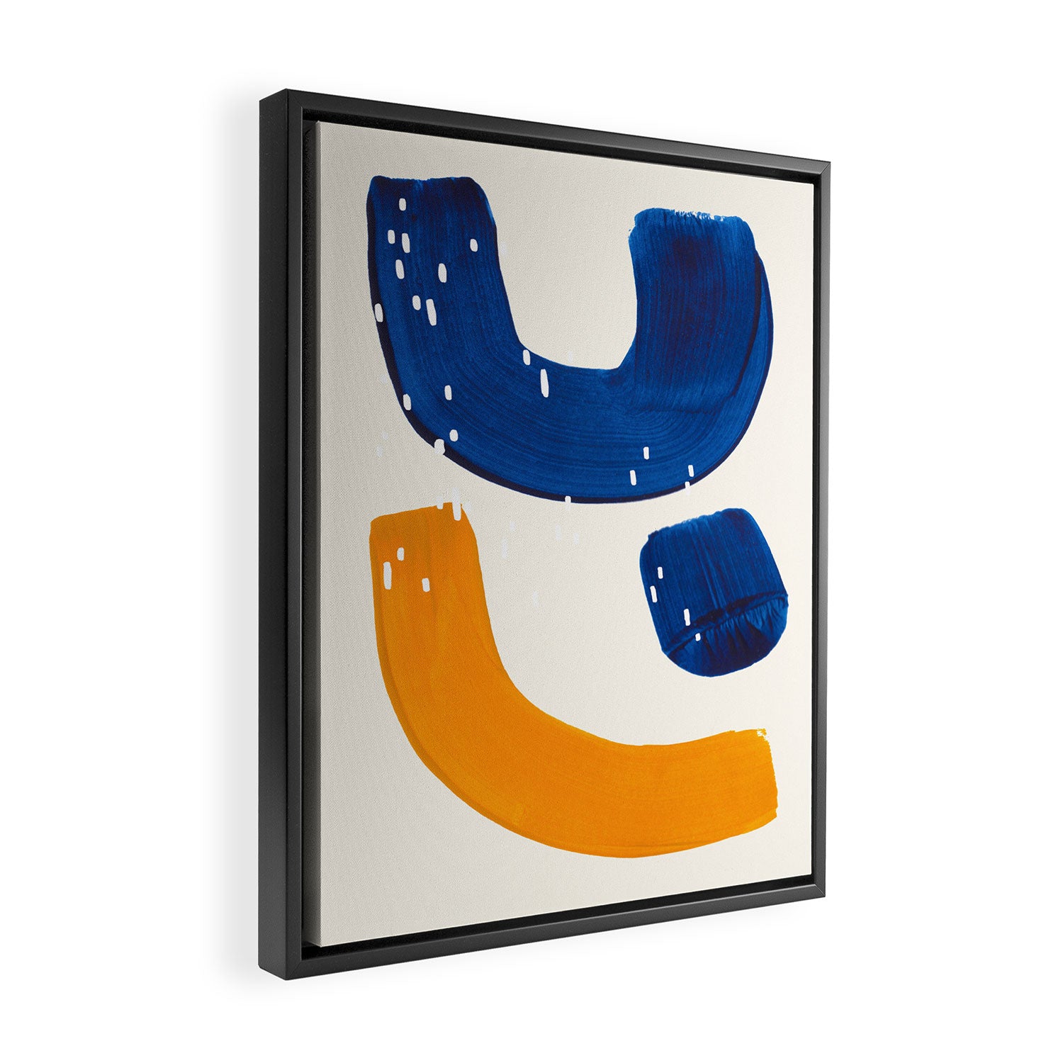 Minimalist Abstract Mid Century Modern Colorful Shape Yellow Blue Pattern Fun Art Framed Canvas Print Gallery Image 2