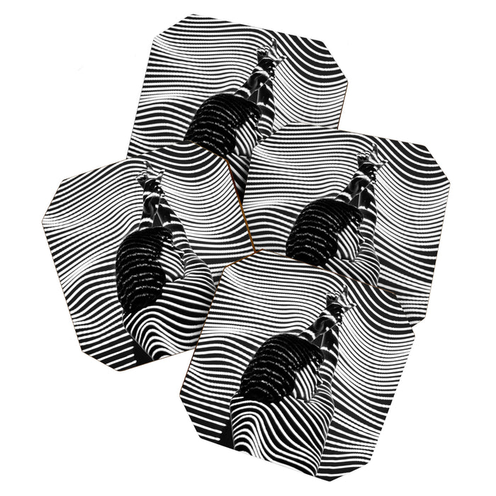Minimalist Abstract Modern Ripple Lines Projected Woman Sensual Cool Feminine Black and White Photo Coaster Gallery Image 1
