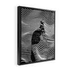 Minimalist Abstract Modern Ripple Lines Projected Woman Sensual Cool Feminine Black and White Photo Framed Canvas Print Gallery Image 2