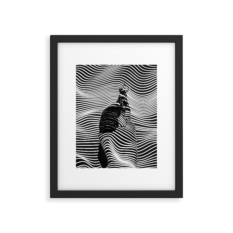 Minimalist Abstract Modern Ripple Lines Projected Woman Sensual Cool Feminine Black and White Photo Framed Art Print Gallery Image 5