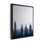 Minimalist Landscape Photo Pine Tree Silhouette Misty Forest Framed Canvas Print Gallery Image 2