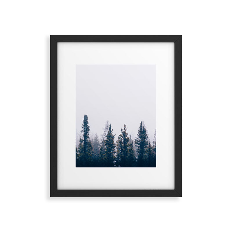 Minimalist Landscape Photo Pine Tree Silhouette Misty Forest Framed Art Print Gallery Image 5