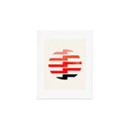 Minimalist Mid Century Circle Frame Vermillion Red Zig Zag Colorful Lightning Bolt Geometric Pattern Art Print Gallery Image 1