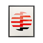Minimalist Mid Century Circle Frame Vermillion Red Zig Zag Colorful Lightning Bolt Geometric Pattern Framed Canvas Print Gallery Image 6