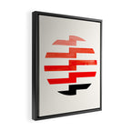 Minimalist Mid Century Circle Frame Vermillion Red Zig Zag Colorful Lightning Bolt Geometric Pattern Framed Canvas Print Gallery Image 2