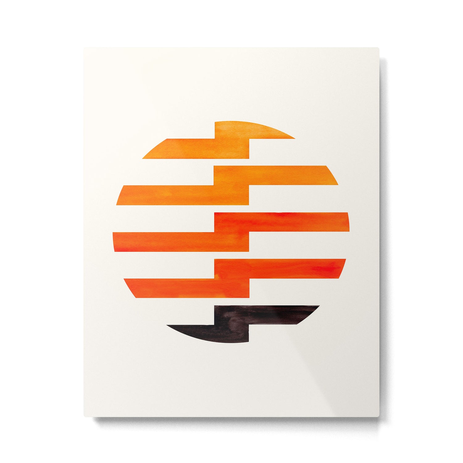Minimalist Mid Century Circle Frame Orange Zig Zag Colorful Lightning Bolt Geometric Pattern Metal Print Gallery Image 4