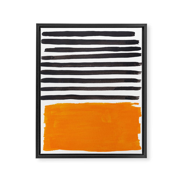 Minimalist Mid Century Mango Shade Black Lines Sunset Landscape Fun Framed Canvas Print Gallery Image 1