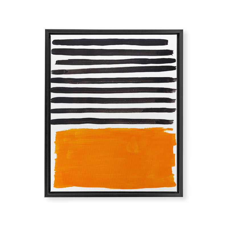 Minimalist Mid Century Mango Shade Black Lines Sunset Landscape Fun Framed Canvas Print Gallery Image 8