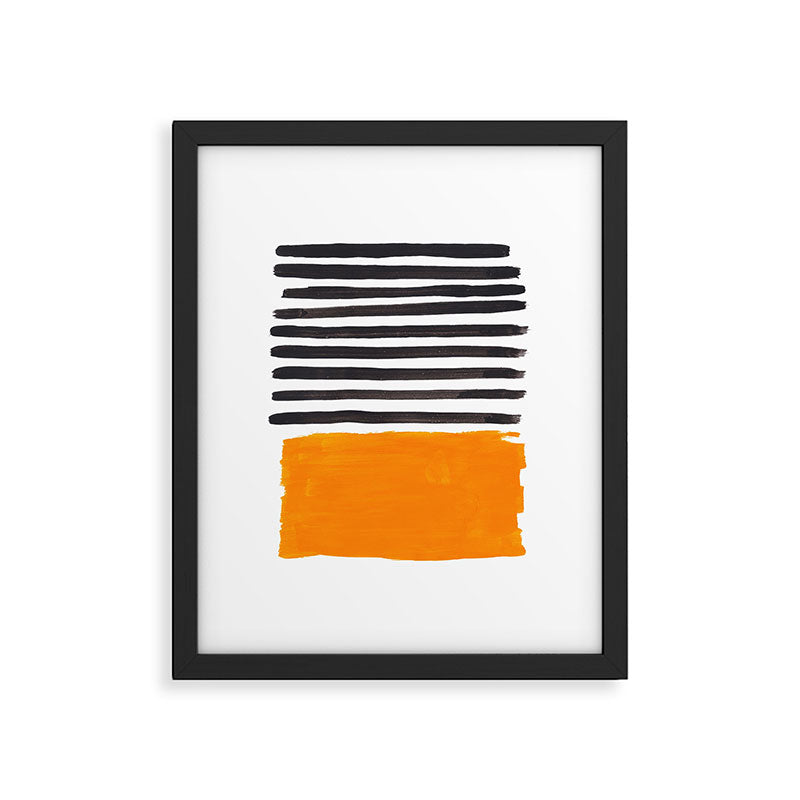 Minimalist Mid Century Mango Shade Black Lines Sunset Landscape Fun Framed Art Print Gallery Image 6