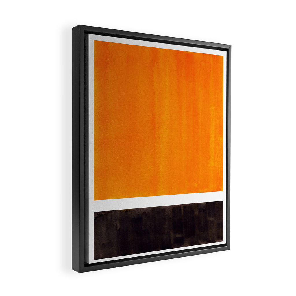 Minimalist Mid Century Modern Color Block Pop Art Rothko Inspired Golden Yellow Black Squares Framed Canvas Print Gallery Image 2