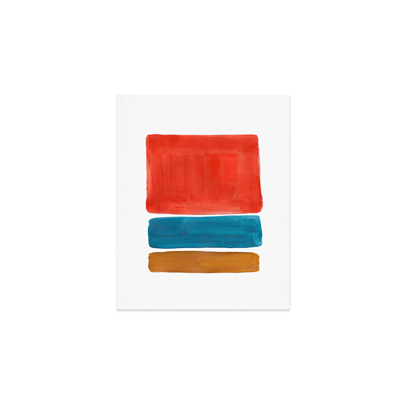 Minimalist Mid Century Modern Colorful Color Field Rothko Orange Teal Yellow Ochre Art Print Gallery Image 1