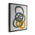 Minimalist Mid Century Modern Colorful Rings Navy Blue Yellow Olive Green Spirals by Ejaaz Haniff Framed Canvas Print Gallery Image 2