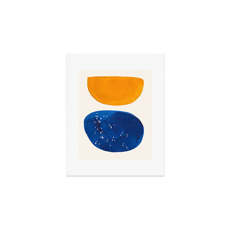 Minimalist Mid century Painting Colorful Yellow Blue Shapes Patterns Art Print Gallery Image 1