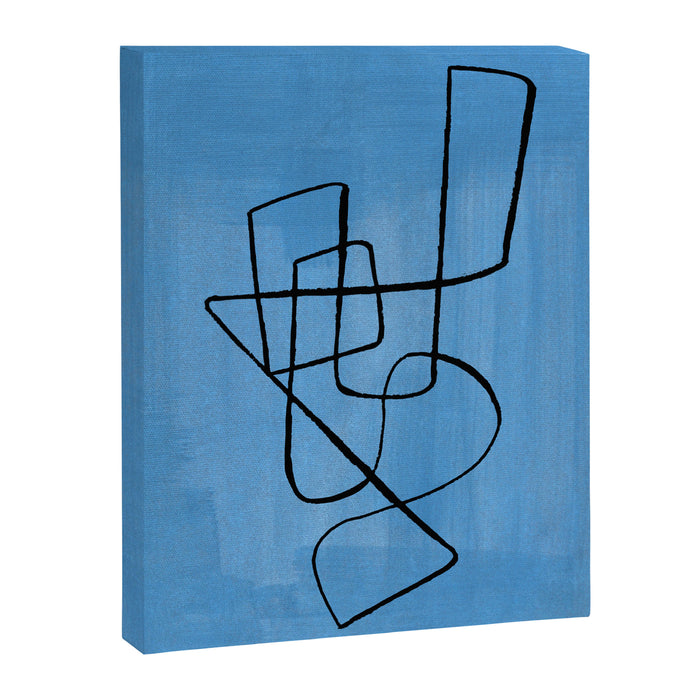 Minimalist Minimal Line Drawing Line Art Maze Pastel Blue Painting Mid Century Modern Cool Retro Funky Trendy Canvas Print Gallery Image 1