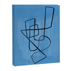 Minimalist Minimal Line Drawing Line Art Maze Pastel Blue Painting Mid Century Modern Cool Retro Funky Trendy Canvas Print Gallery Image 6