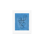 Minimalist Minimal Line Drawing Line Art Maze Pastel Blue Painting Mid Century Modern Cool Retro Funky Trendy Art Print Gallery Image 1