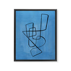 Minimalist Minimal Line Drawing Line Art Maze Pastel Blue Painting Mid Century Modern Cool Retro Funky Trendy Framed Canvas Print Gallery Image 6