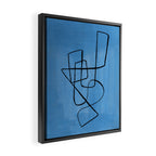 Minimalist Minimal Line Drawing Line Art Maze Pastel Blue Painting Mid Century Modern Cool Retro Funky Trendy Framed Canvas Print Gallery Image 2