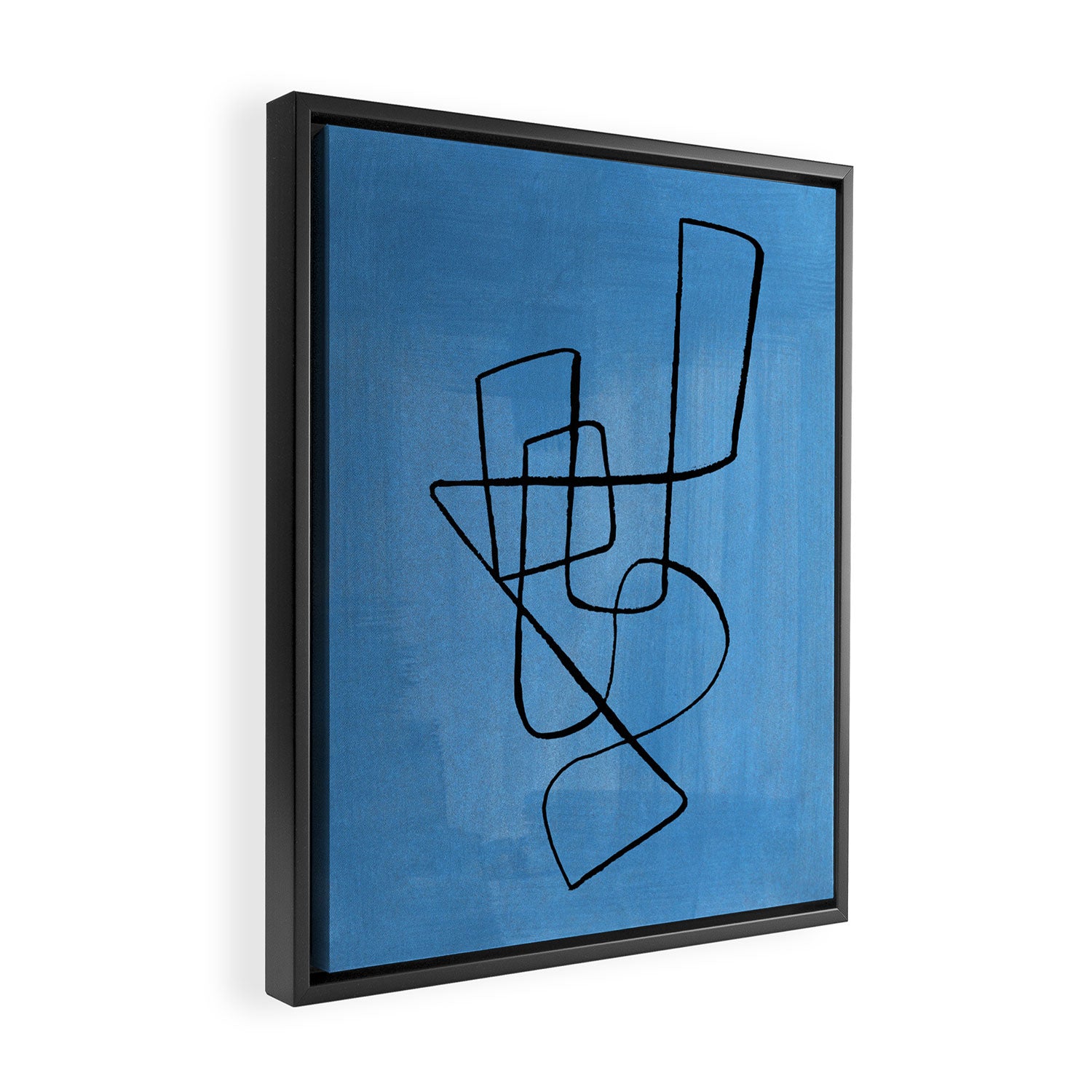 Minimalist Minimal Line Drawing Line Art Maze Pastel Blue Painting Mid Century Modern Cool Retro Funky Trendy Framed Canvas Print Gallery Image 2