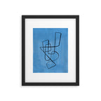 Minimalist Minimal Line Drawing Line Art Maze Pastel Blue Painting Mid Century Modern Cool Retro Funky Trendy Framed Art Print Gallery Image 5