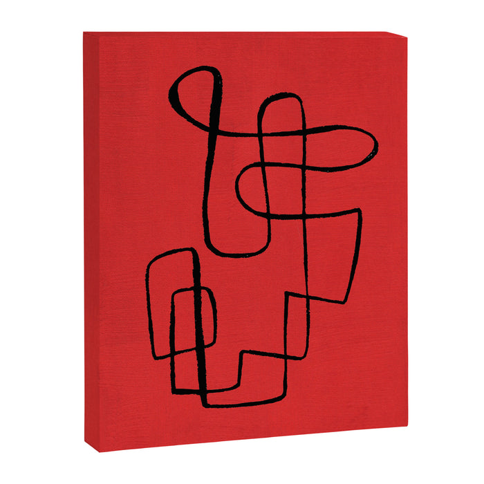 Minimalist Minimal Line Drawing Line Art Maze Red Painting Mid Century Modern Cool Retro Funky Trendy Canvas Print Gallery Image 1