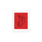 Minimalist Minimal Line Drawing Line Art Maze Red Painting Mid Century Modern Cool Retro Funky Trendy Art Print Gallery Image 1
