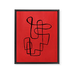 Minimalist Minimal Line Drawing Line Art Maze Red Painting Mid Century Modern Cool Retro Funky Trendy Framed Canvas Print Gallery Image 6