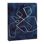 Minimalist Minimal Line Drawing Maze Dark Navy Blue Painting Mid Century Modern Cool Funky Trendy Canvas Print Gallery Image 6