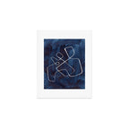 Minimalist Minimal Line Drawing Maze Dark Navy Blue Painting Mid Century Modern Cool Funky Trendy Art Print Gallery Image 1