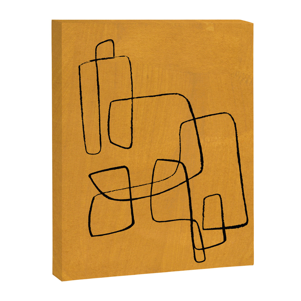 Minimalist Minimal Line Drawing Maze Mustard Yellow Painting Mid Century Modern Cool Funky Trendy Canvas Print Gallery Image 6