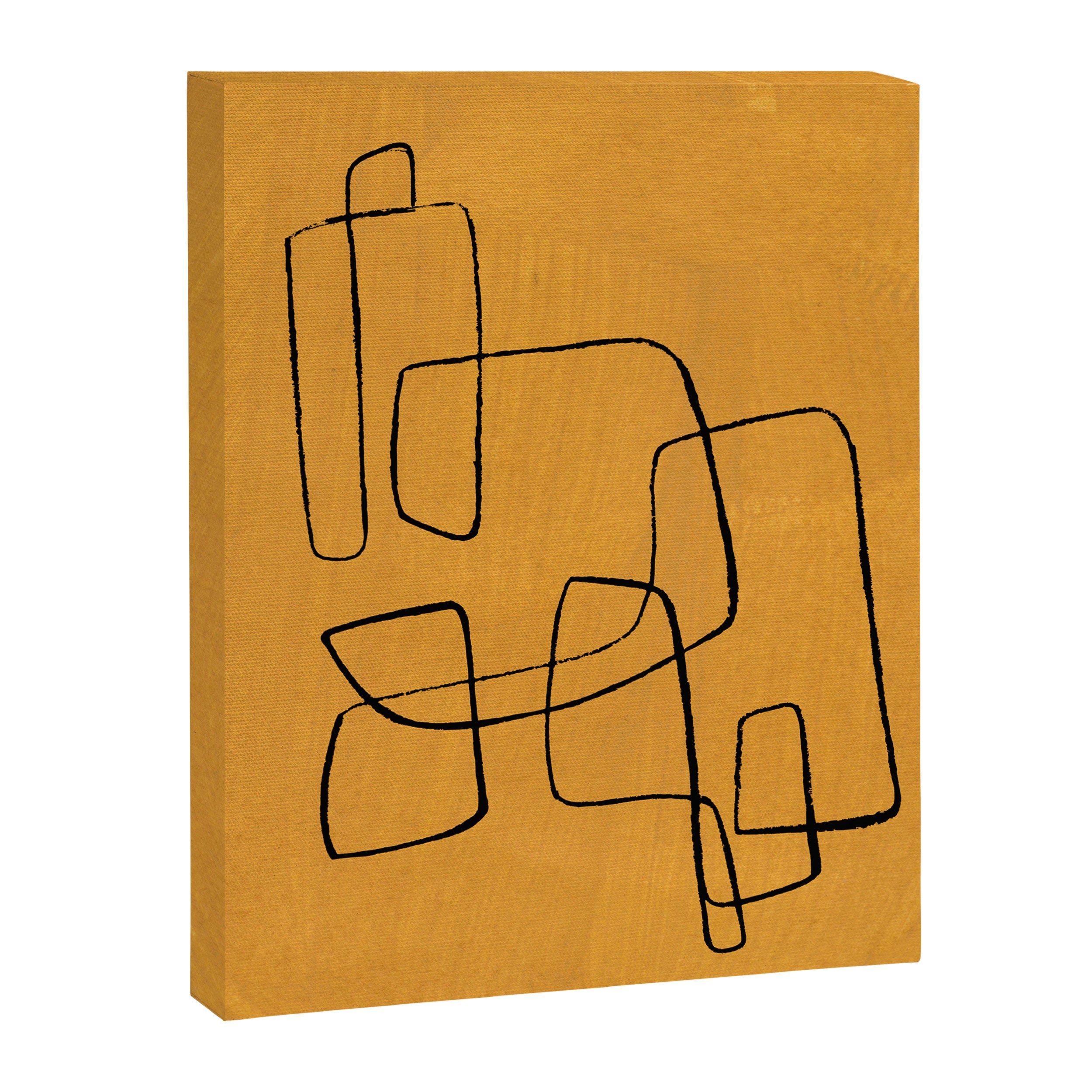 Minimalist Minimal Line Drawing Maze Mustard Yellow Painting Mid Century Modern Cool Funky Trendy Canvas Print Gallery Image 6