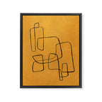 Minimalist Minimal Line Drawing Maze Mustard Yellow Painting Mid Century Modern Cool Funky Trendy Framed Canvas Print Gallery Image 6
