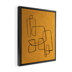 Minimalist Minimal Line Drawing Maze Mustard Yellow Painting Mid Century Modern Cool Funky Trendy Framed Canvas Print Gallery Image 2