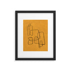 Minimalist Minimal Line Drawing Maze Mustard Yellow Painting Mid Century Modern Cool Funky Trendy Framed Art Print Gallery Image 5
