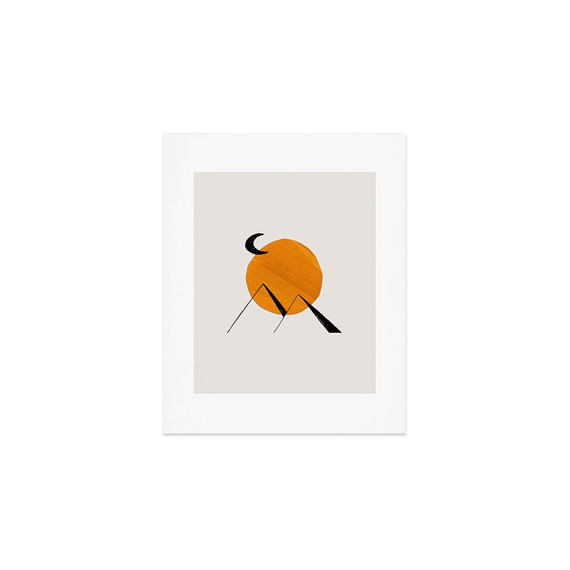 Minimalist Minimal Mid Century Abstract Middle Eastern Egypt Ancient Ruins Pyramids Moon Ejaaz Hanif Art Print Gallery Image 1