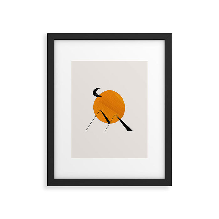 Minimalist Minimal Mid Century Abstract Middle Eastern Egypt Ancient Ruins Pyramids Moon Ejaaz Hanif Framed Art Print Gallery Image 1