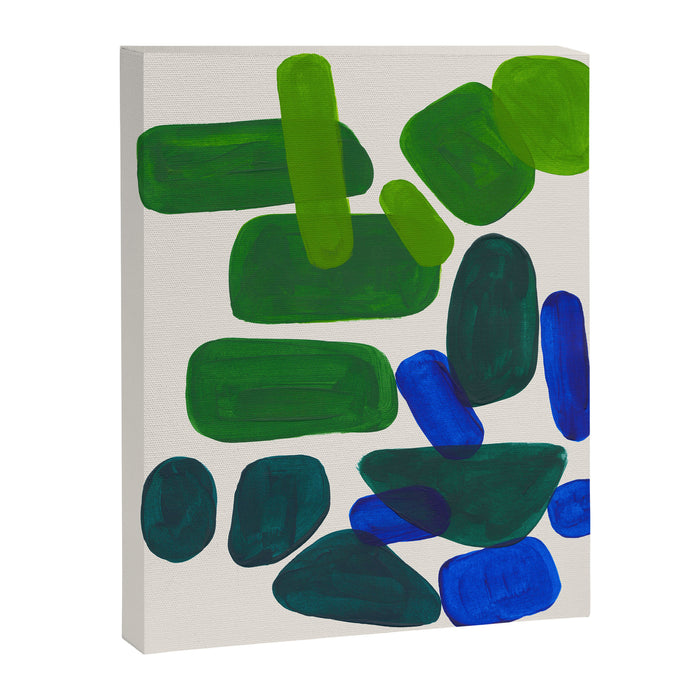 Minimalist Modern Mid Century Colorful Abstract Shapes Phthalo Blue Lime Green Gradient Overlapping Canvas Print Gallery Image 1