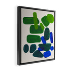 Minimalist Modern Mid Century Colorful Abstract Shapes Phthalo Blue Lime Green Gradient Overlapping Framed Canvas Print Gallery Image 2