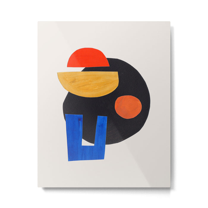 Minimalist Modern Mid Century Funky Colorful Primary Shapes Paper Collage by Ejaaz Haniff Metal Print Gallery Image 1