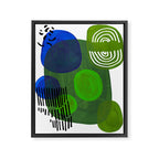 Modern Mid Century Fun Colorful Abstract Minimalist Painting Shapes & Patterns Swamp Monster Greens Framed Canvas Print Gallery Image 6